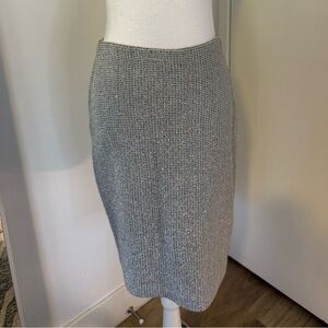 St. John Silver Knit Pencil Skirt